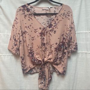 Rhee Tie Front Top Pink Size Small